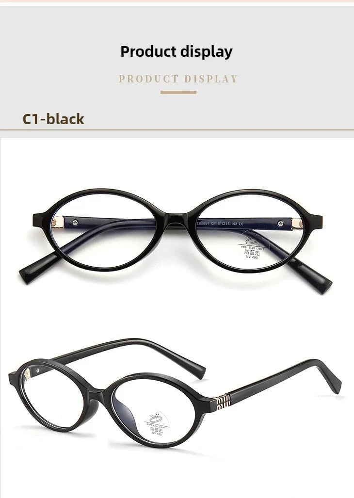 BLMUSA Retro Anti Blue Ray Photochromic Myopia Glasses Women Oval Small Frames Prescription Glasses Pop Classic Reading Glasses