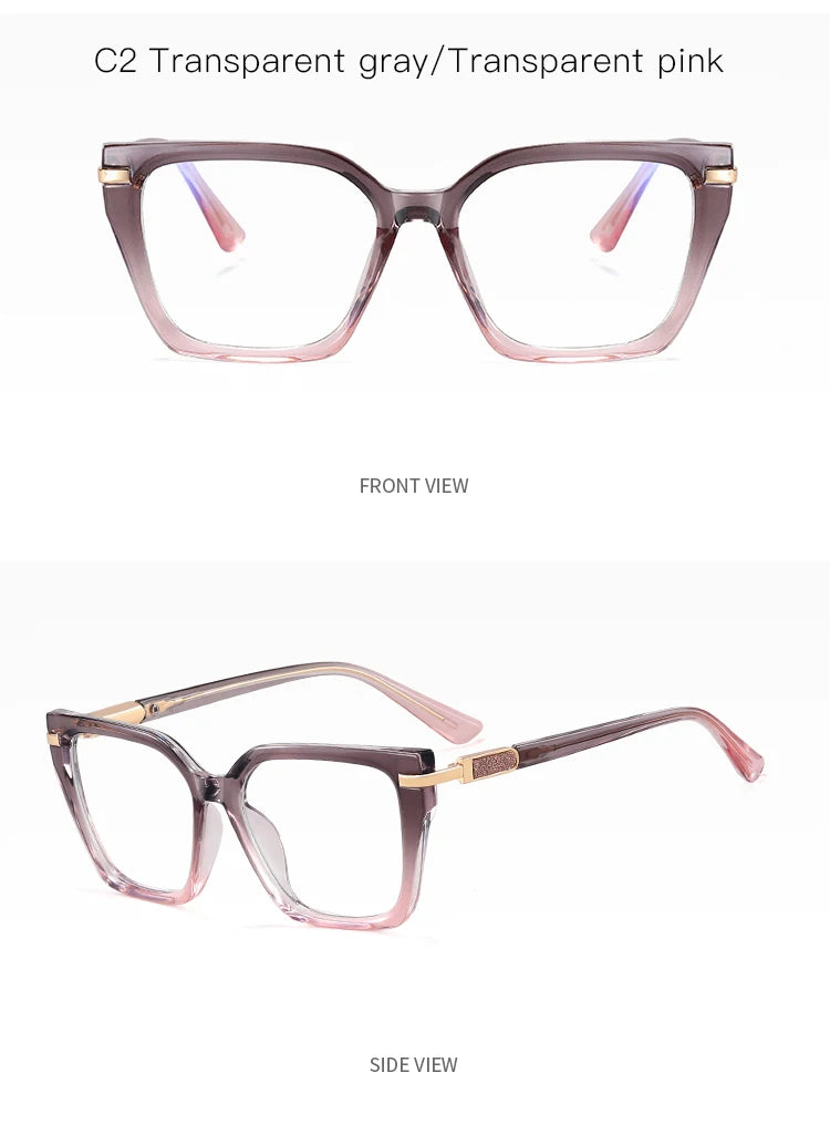 JMISUS Lightweight TR90 Butterfly Prescription Progressive Glasses Women Anti Blue Light Photochromic Square Optical Eyeglass