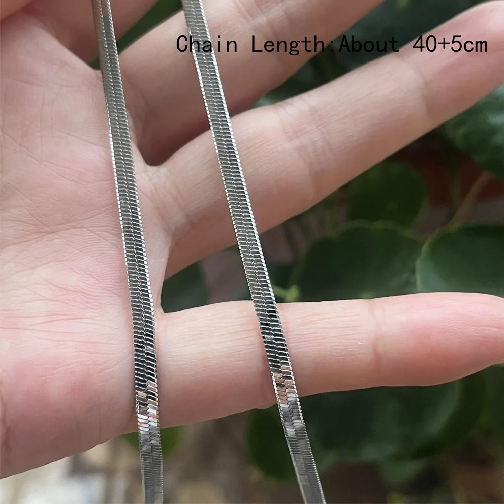 Hamsa Hand Pendant Necklace Women Men Amulet Stainless Steel Herringbone Snake Chain Hand of Fatima Choker Islamic Jewelry