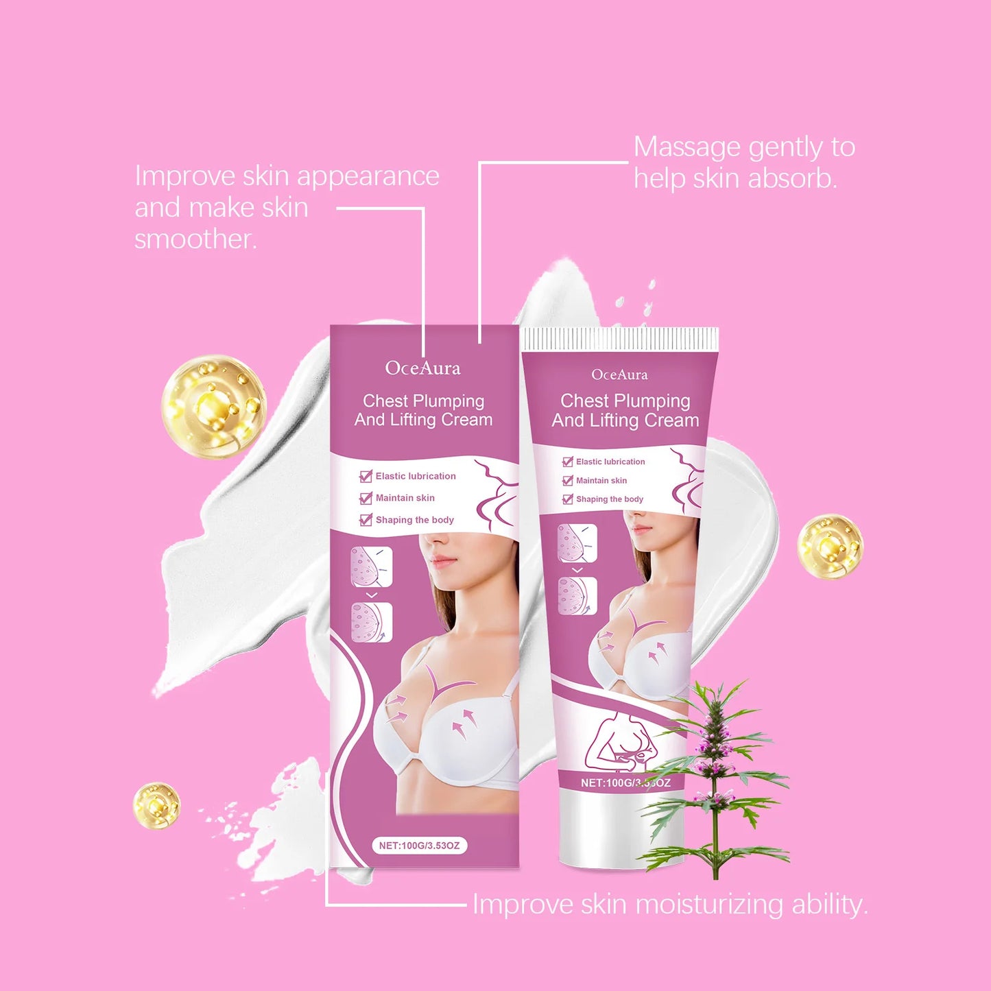 Chest Plumping Lifting Cream Enlargement Size up Enhancenment Improve Breast Flat Sagging Bust Firming Massage Boob Growth Cream