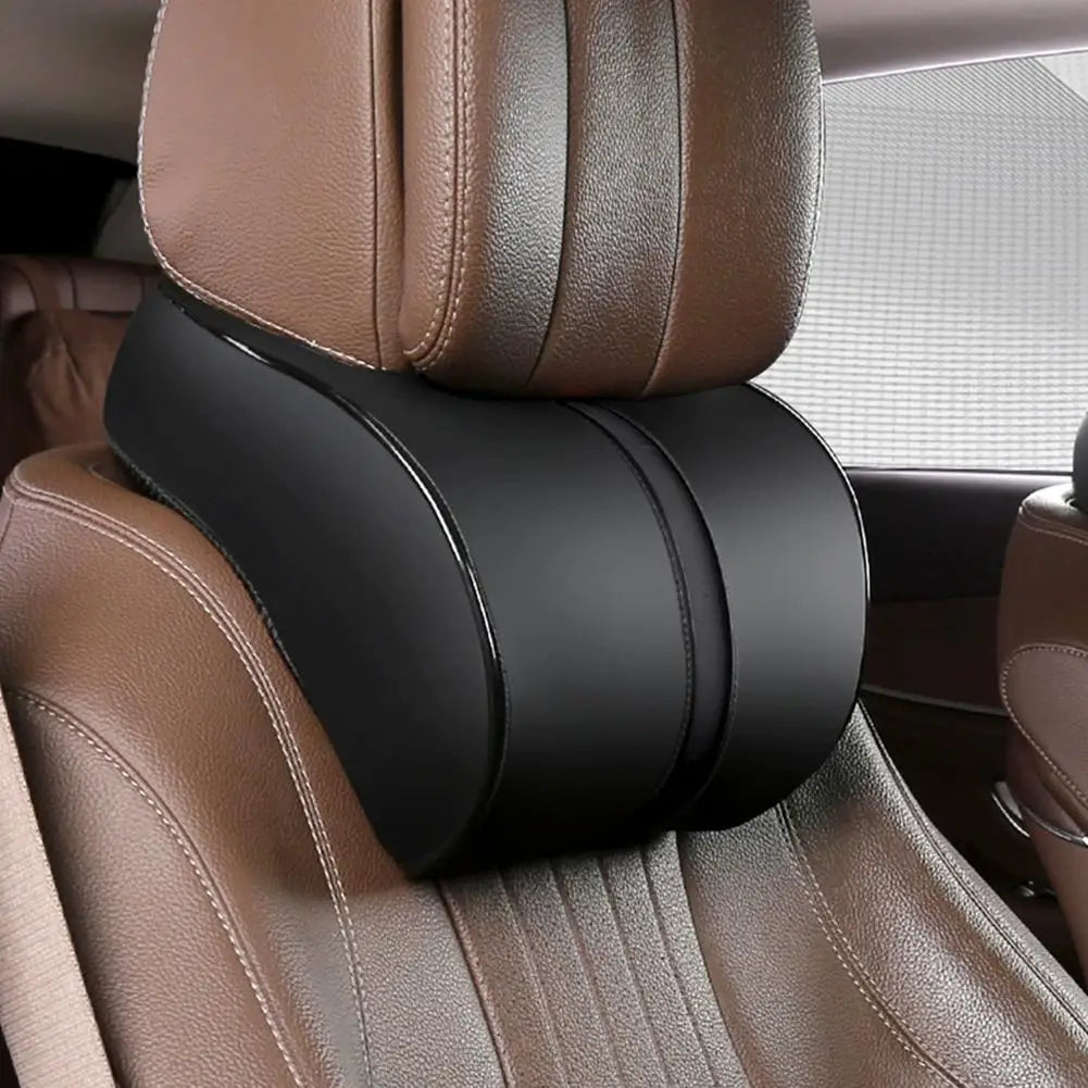 1Pcs Car Neck Pillow PU Leather Car Headrest Pillow Memory Foam Neck Pain Relief Car Seat Pillow Neck Support Auto Accessories