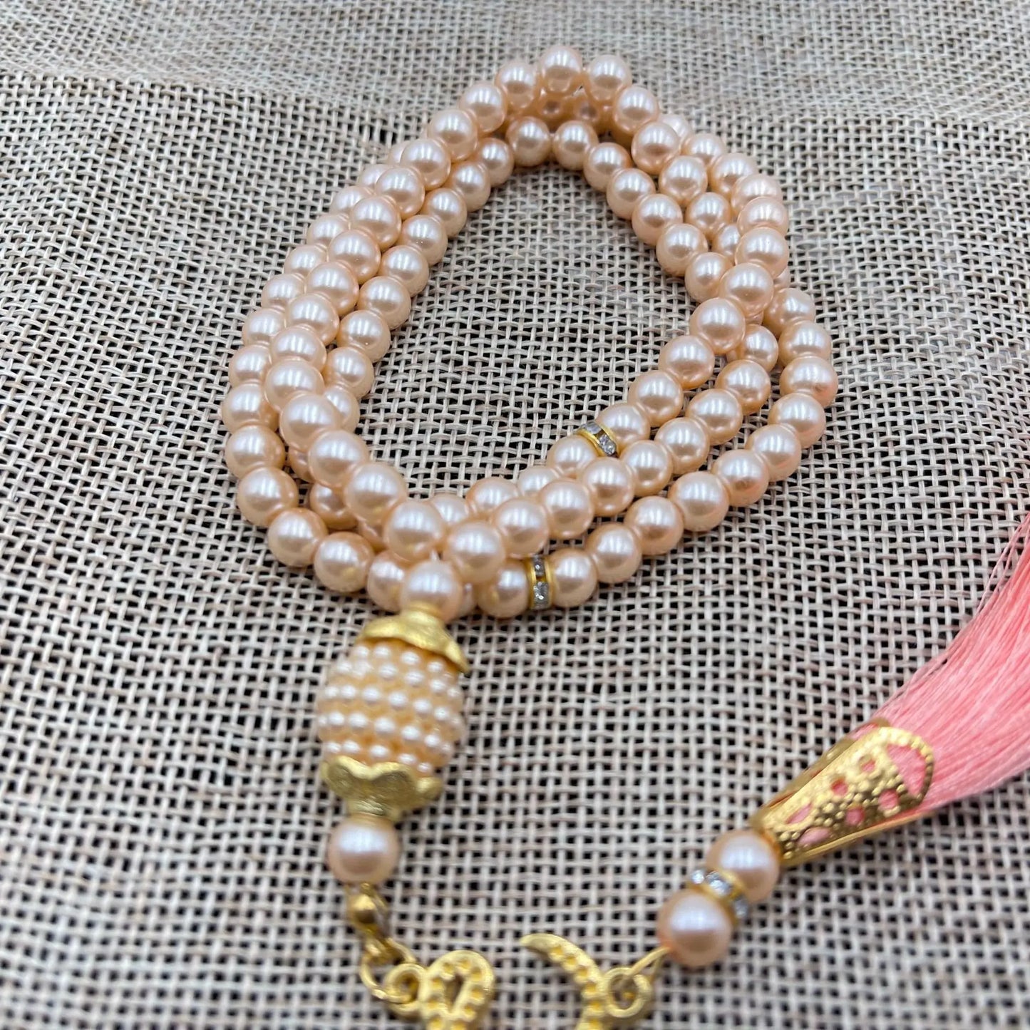 6mm 99 Islamic Rosary Beads Bracelet Muslim Glass Imitation Pearl Bracelet Chanting Prayers Women's Jewelry Accessories Gift