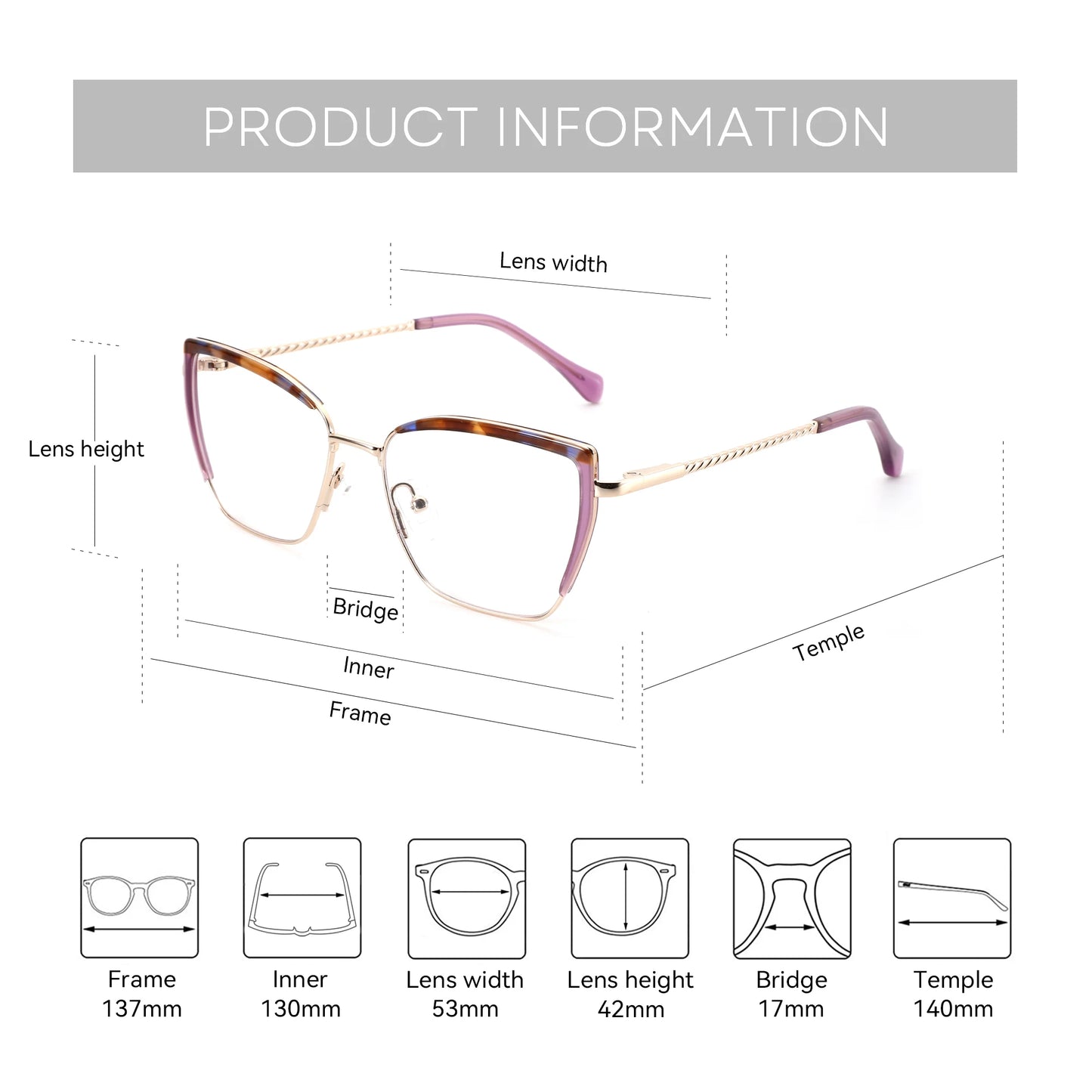 BLUEMOKY  Women's new metal butterfly prescription glasses, myopia progressive color changing lenses, anti blue light multifocal