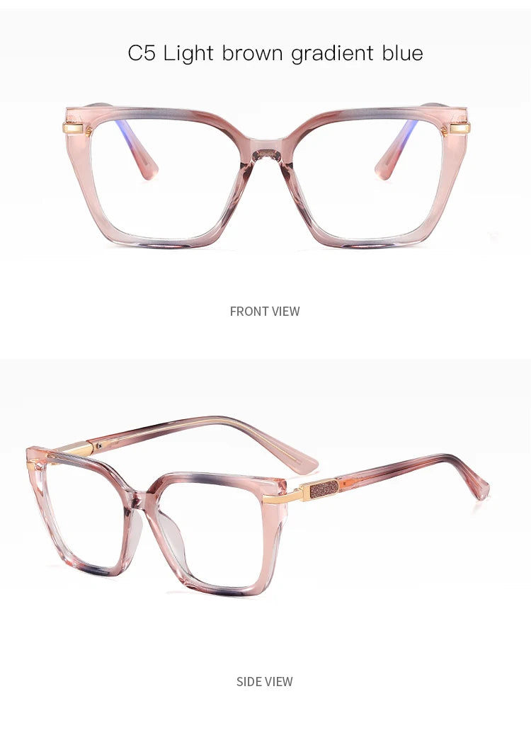 JMISUS Lightweight TR90 Butterfly Prescription Progressive Glasses Women Anti Blue Light Photochromic Square Optical Eyeglass