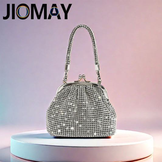 JIOMAY Women's Shiny Rhinestone Purse for Wedding Silver Clutch Bag evening Bag Luxury Clutch Bag Luxury Bags Designers Handbags
