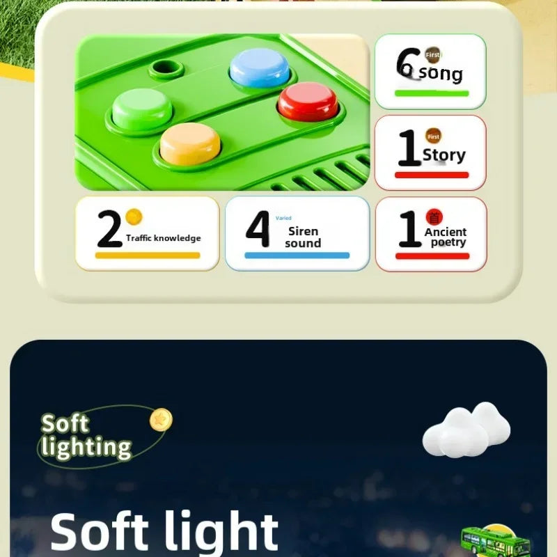 Extra Large City Bus Kids Toy with Lights Sounds Inertia One - Button Door Open Educational School Bus Model Toys Gift for Boys