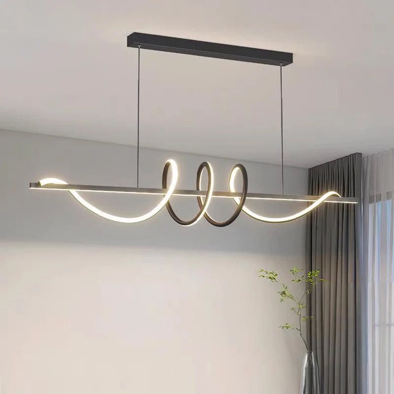 Minimalist Long Strip Restaurant Ceiling Chandelier Home Decor Bedroom Living Room Pendant Light Dining Table Bar Hanging Lamps
