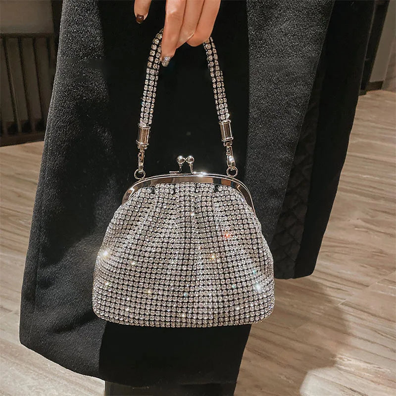 JIOMAY Women's Shiny Rhinestone Purse for Wedding Silver Clutch Bag evening Bag Luxury Clutch Bag Luxury Bags Designers Handbags