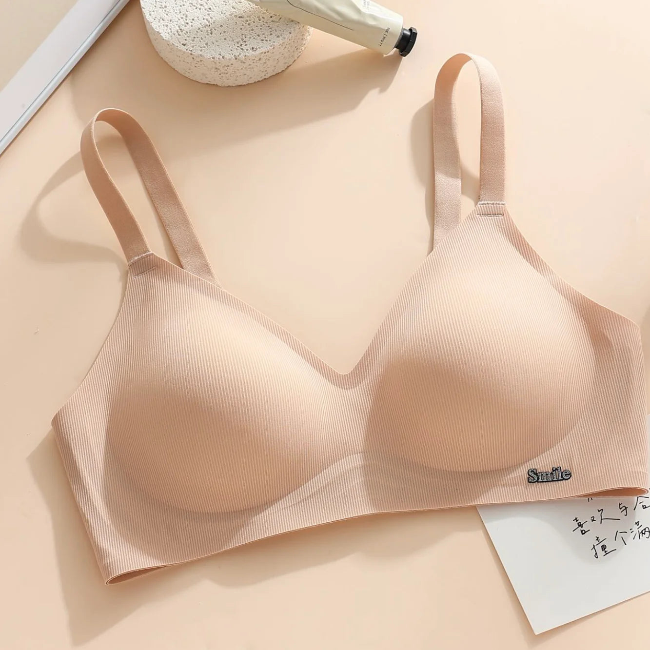 CAITING Beautiful Back Latex Cup Bra Soft Support Strips Skin-friendly Underwear For Women With Small Breasts