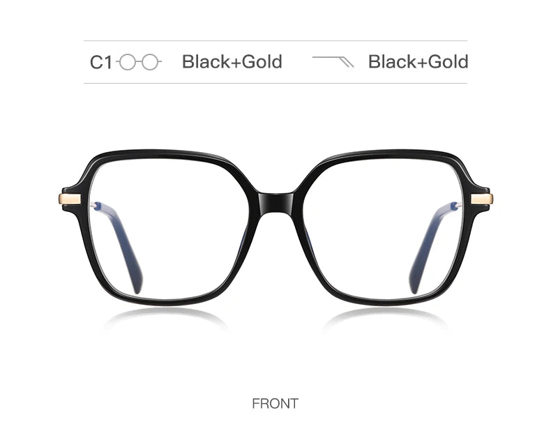 CLLOIO Premium Polygonal Customized Reading Glasses Women's Fashion Myopia Glasses Blue Light Blocking Prescription Eyeglasses