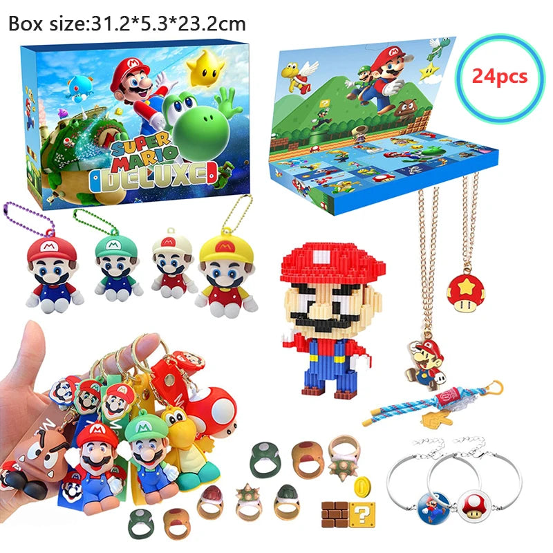 24pcs/Set Super Mario Advent Calendar Anime Action Figure PVC Model Dolls Christmas Calendar Toys For Children