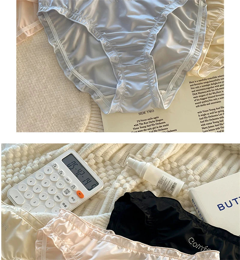 Satin lenceria Cute Sweet Girls' underwear Breathable calzones para mujer Silky smooth ropa interior femenina sexy panties 3XL