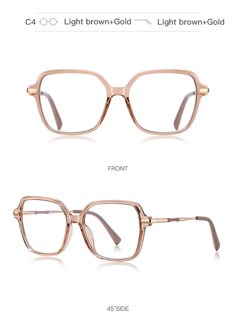 CLLOIO Premium Polygonal Customized Reading Glasses Women's Fashion Myopia Glasses Blue Light Blocking Prescription Eyeglasses