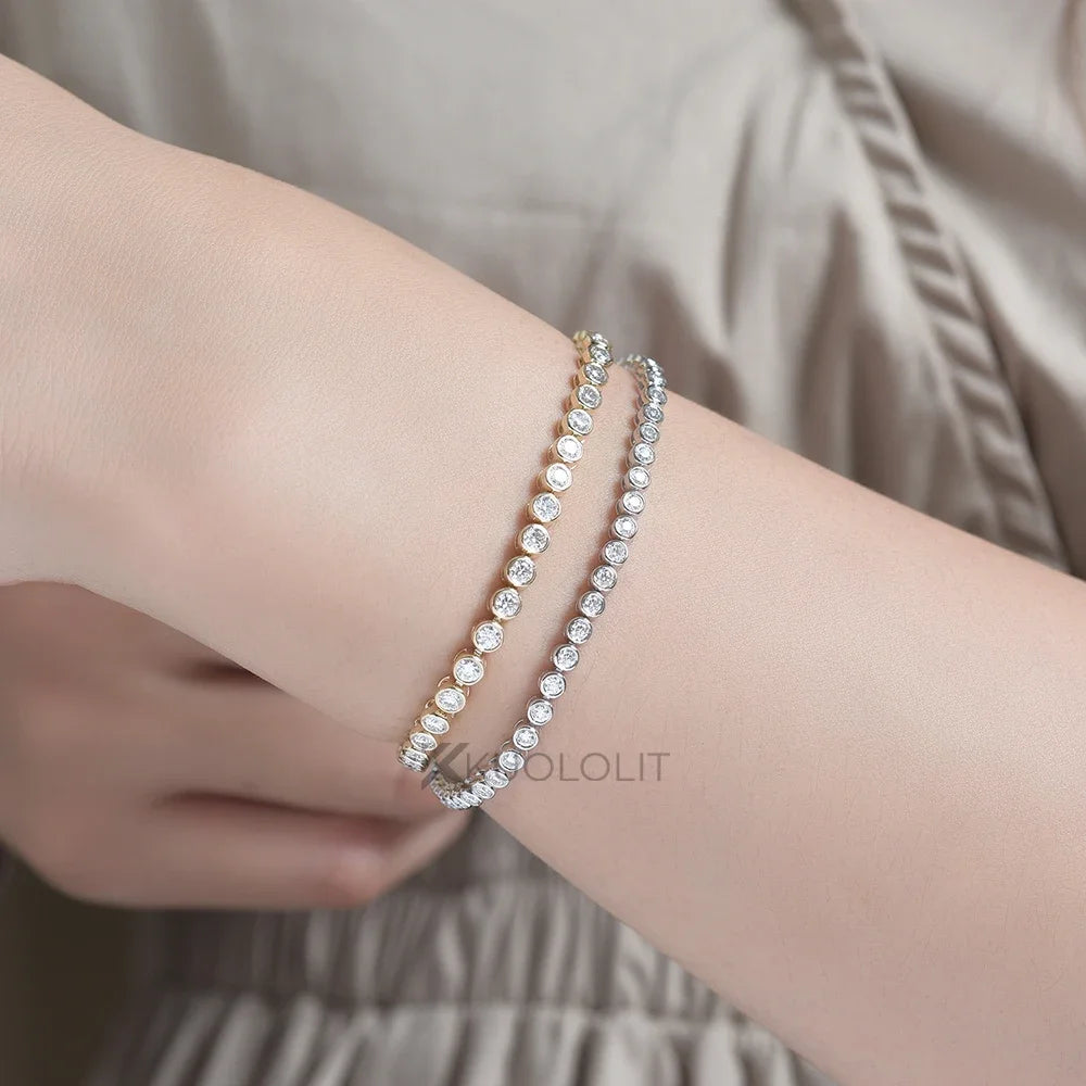 Kuololit 4.3CTW Lab Grown Diamonds Bracelets for Women 18K 14K 10K Solid Gold Tennis Bracelet for Engagement Classic Party Gifts
