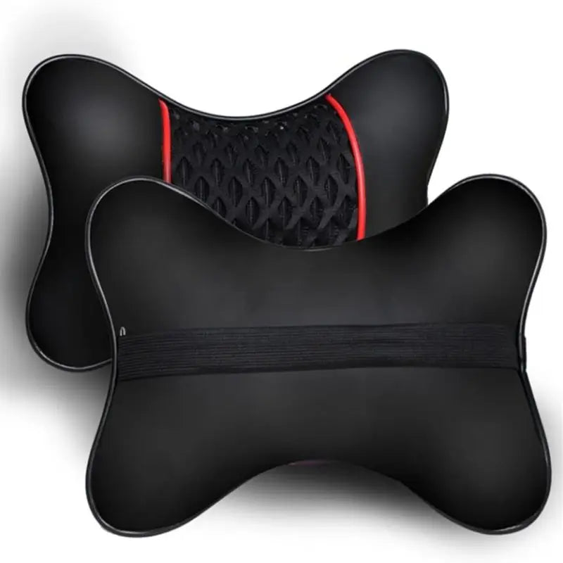 1/2pcs Universal Car Headrest PU Leather Neck Pillow Comfortable Mesh Breathable Seat Rest Cushion Car Neck Pillow