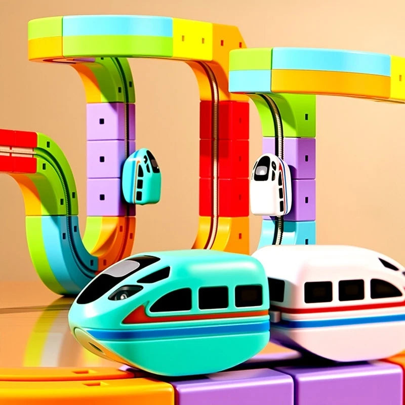 2025 Latest Educational Toys 59/118pcs Assembly Magic Track Train Set Children'S Toys Non-Remote Control Rail Car Gift Box