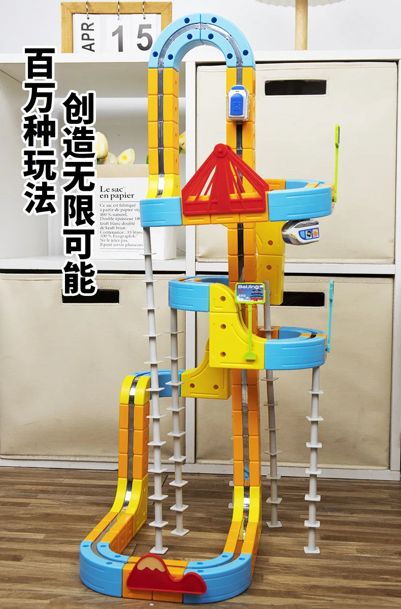 2025 New Magnetic Car STEM Racing Car Railtrack Set Montessori Motorized Train & Gravity Maze Toy For Kids Christmas Gift