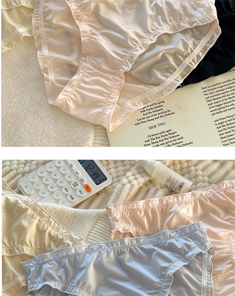 Satin lenceria Cute Sweet Girls' underwear Breathable calzones para mujer Silky smooth ropa interior femenina sexy panties 3XL