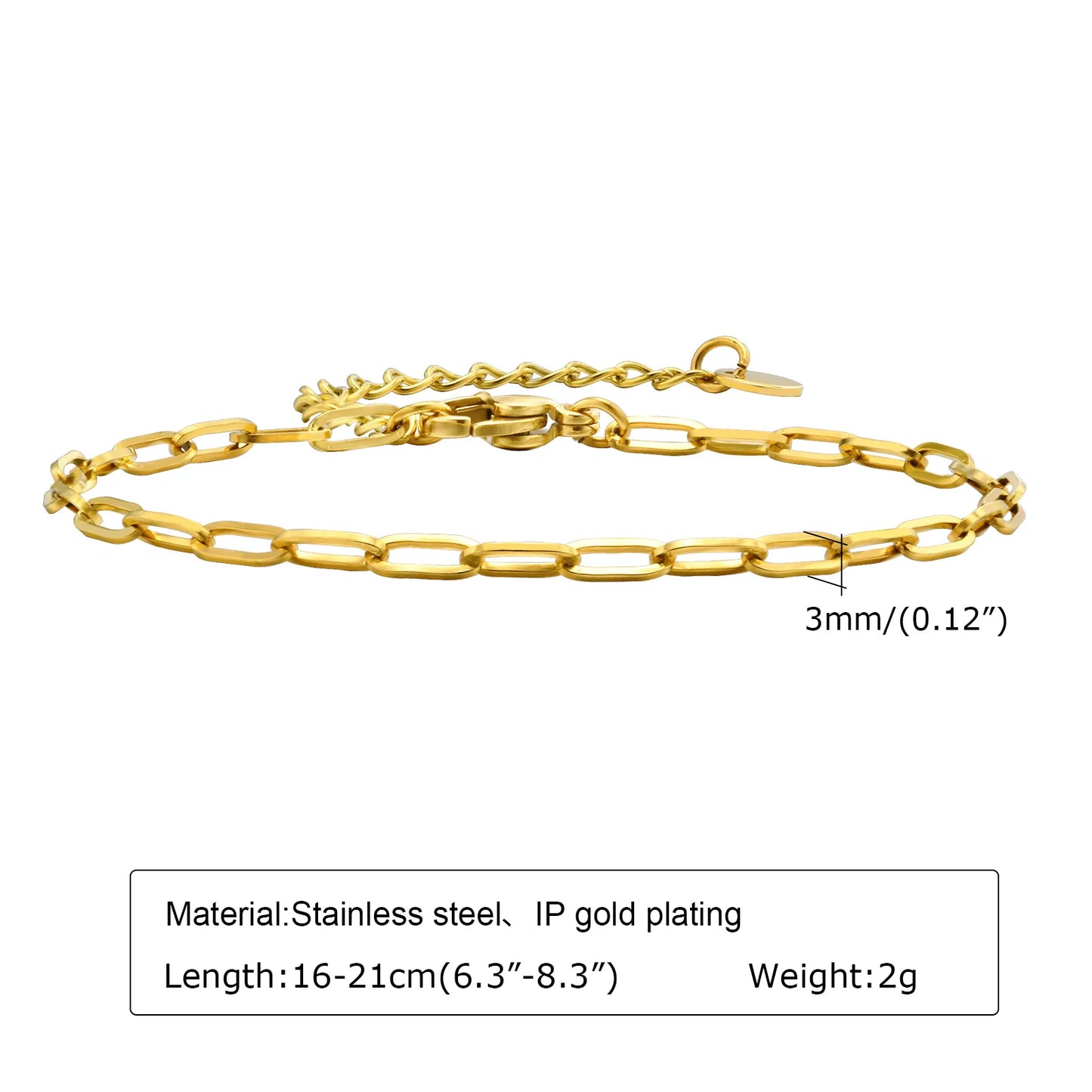 Waterproof Stainless Steel Chain Bracelets For Women , Gold Plated Fashion Stackable Link Bracelet Gifts
