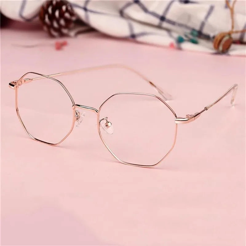 Fashion Ultra-Light Polygon Frame Anti-blue Light Glasses Unisex Reading Eyewear UV400 Shades Flat Mirror Eyeglasses