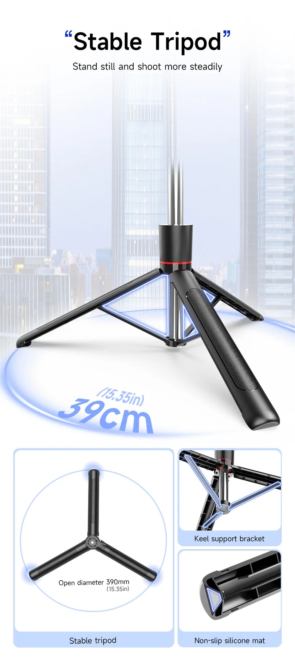 MEUYAG Selfie Stick Tripod with 1708mm Long Monopod Fill Light, Bluetooth Remote, 360° Rotation, 1/4 Interface, for mobile phone