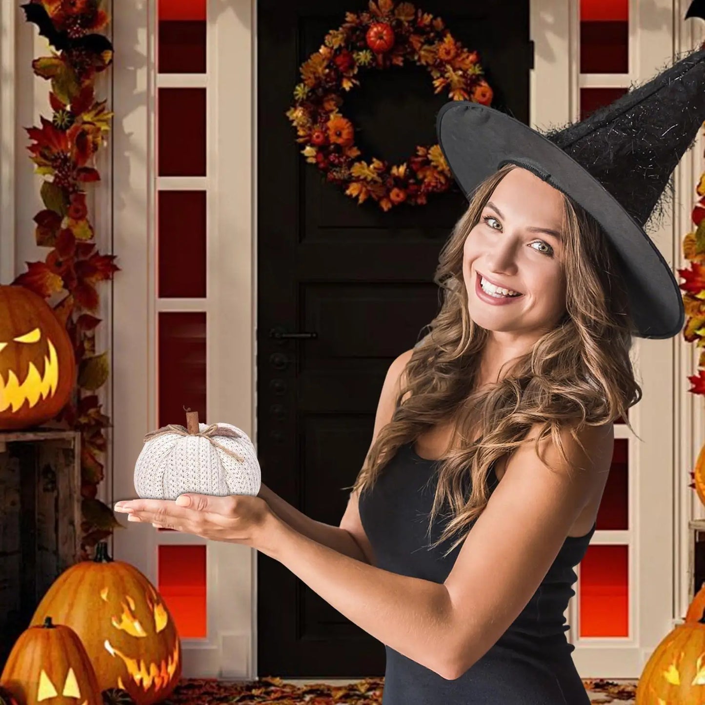 Crochet Pumpkins Handmade Fall Decor Knitted Pumpkin Ornaments for Thanksgiving Halloween Home Table Centerpiece Decorations