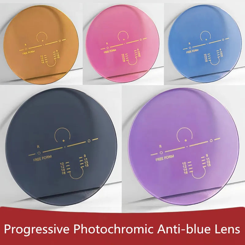 Photochromic Progressive Multifocal Anti-blue Light Lenses 1.61 1.67 Prescription Optic Glasses Myopia Presbyopia Colour Lenses