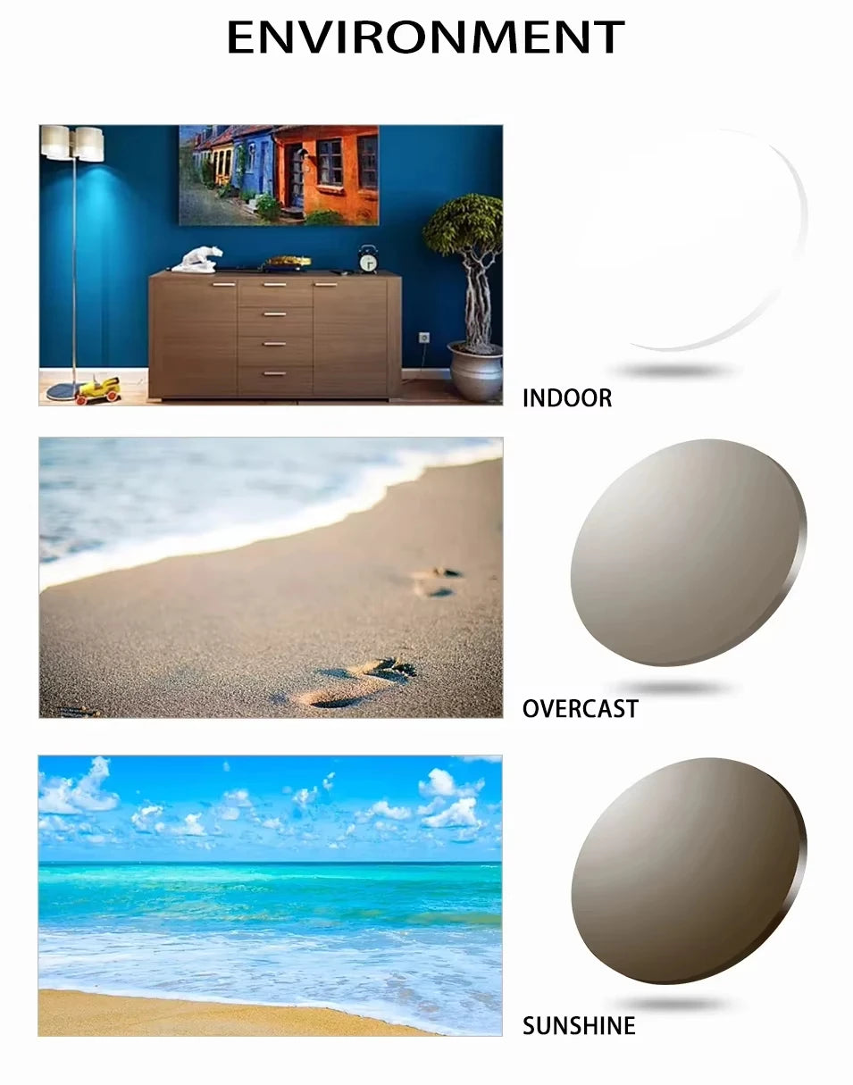 Photochromic Progressive Multifocal Anti-blue Light Lenses 1.61 1.67 Prescription Optic Glasses Myopia Presbyopia Colour Lenses