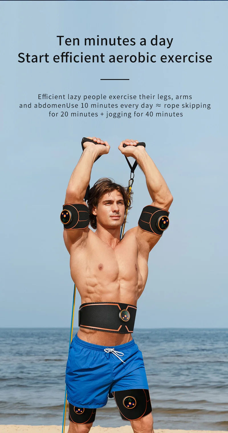 Abs Belt Abdominal Trainer EMS Muscle Stimulation Electric Exerciser Toning Belts For Leg Arm Workout Fitness Home Gym Equiment