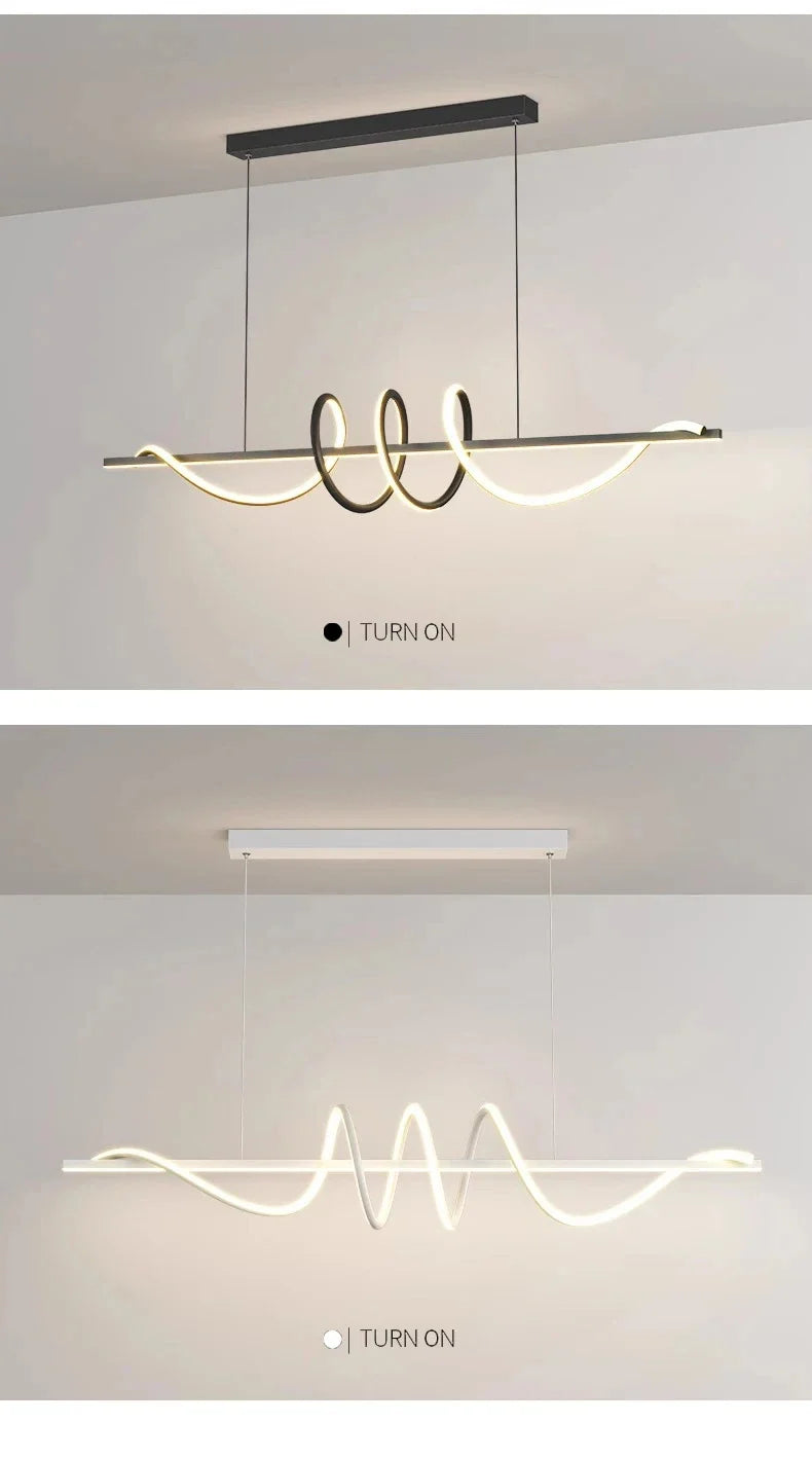 Minimalist Long Strip Restaurant Ceiling Chandelier Home Decor Bedroom Living Room Pendant Light Dining Table Bar Hanging Lamps