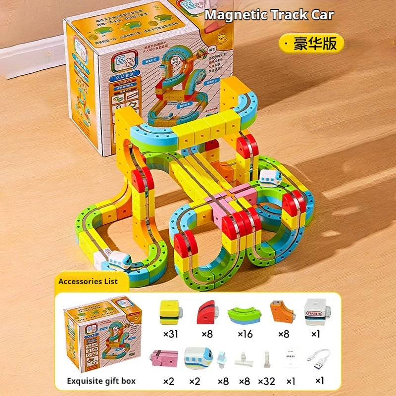 2025 Latest Educational Toys 59/118pcs Assembly Magic Track Train Set Children'S Toys Non-Remote Control Rail Car Gift Box