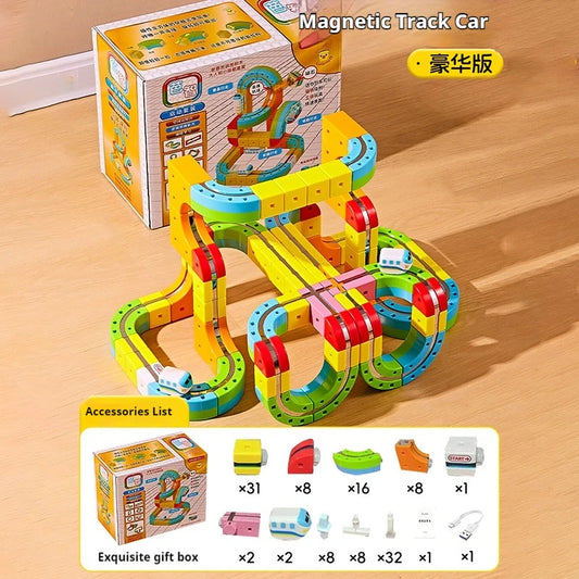 2025 Latest Educational Toys 59/118pcs Assembly Magic Track Train Set Children'S Toys Non-Remote Control Rail Car Gift Box