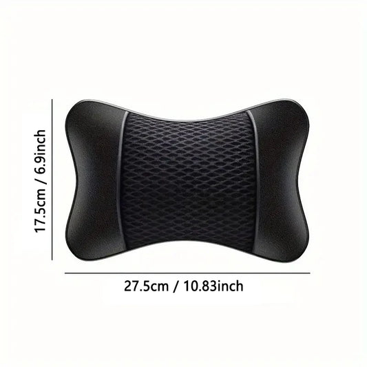 1/2pcs Universal Car Headrest PU Leather Neck Pillow Comfortable Mesh Breathable Seat Rest Cushion Car Neck Pillow