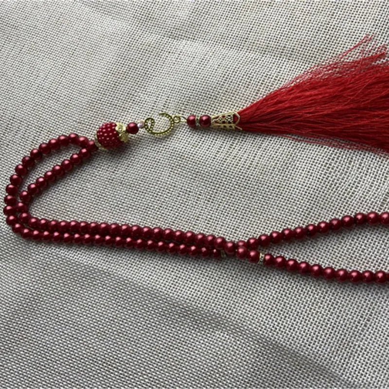 6mm 99 Islamic Rosary Beads Bracelet Muslim Glass Imitation Pearl Bracelet Chanting Prayers Women's Jewelry Accessories Gift