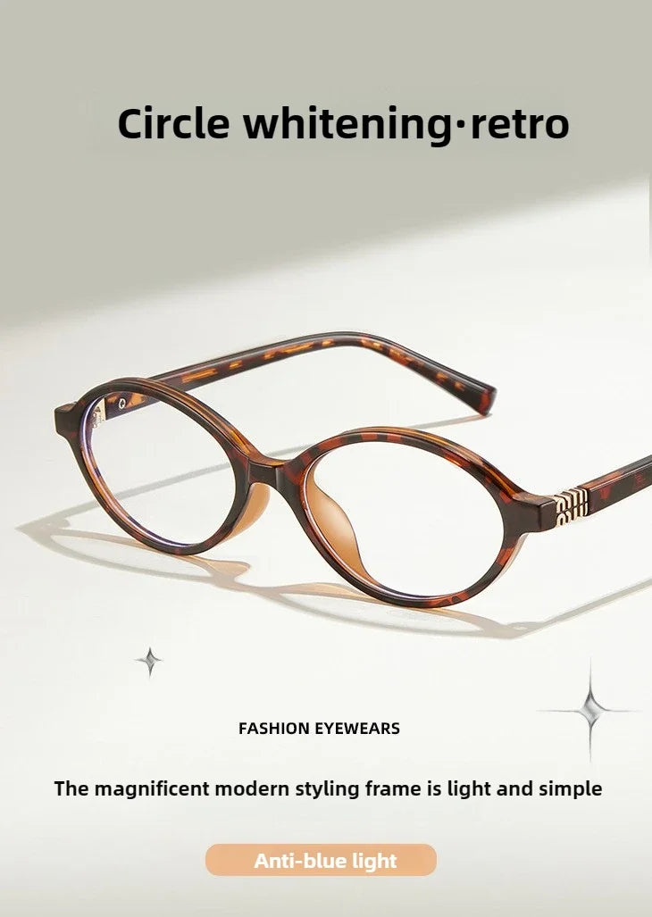 BLMUSA Retro Anti Blue Ray Photochromic Myopia Glasses Women Oval Small Frames Prescription Glasses Pop Classic Reading Glasses