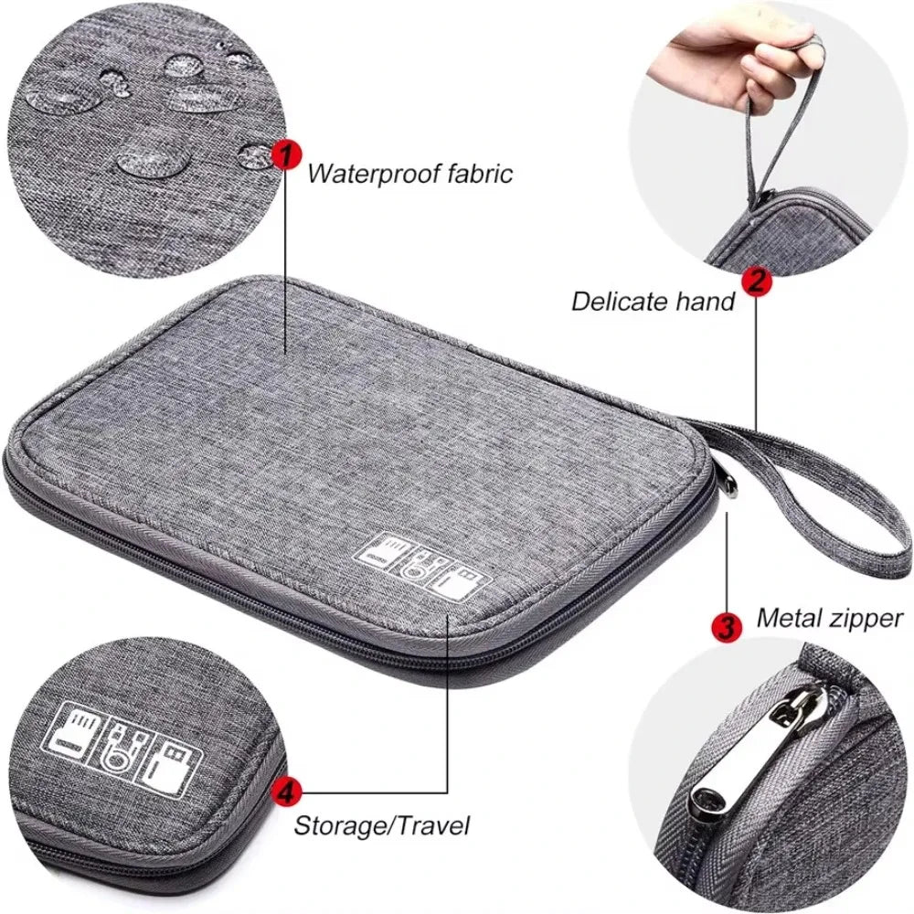 1pcs Portable Phone Cable Storage Bag Electronic Accessory Organizer USB OTG Data Cable Charger Plug Travel Waterproof Organizer