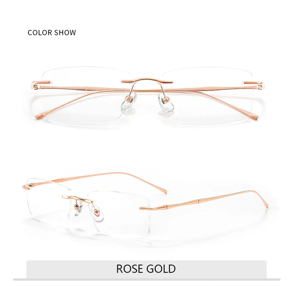 Pure Titanium Glasses Anti Blue Light Men's Eyeglasses Frames Luxury Brands Rimless Glasses Women Pure Titanium Computer Lenses