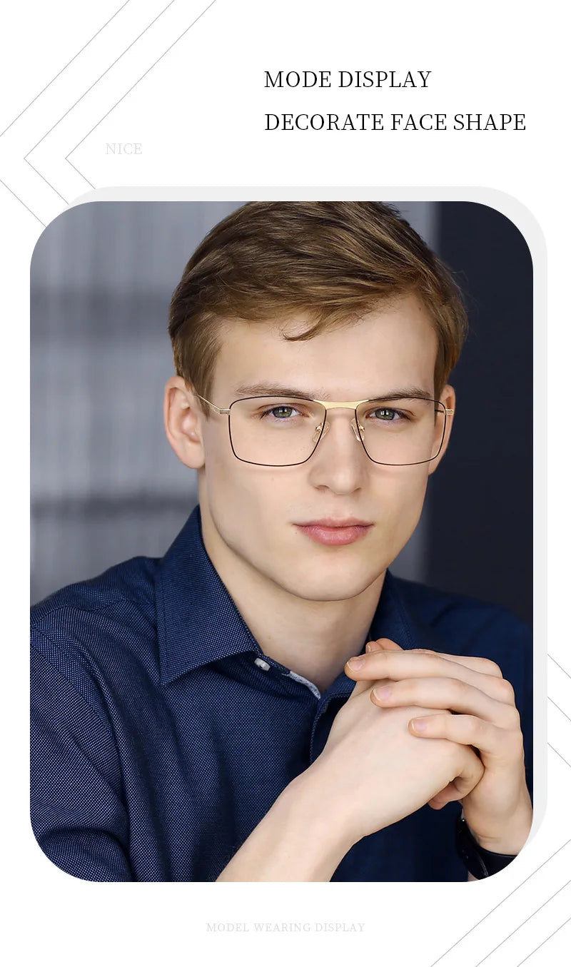 JMISUS 2025 Fashion Alloy Square Prescription Glasses Man Anti-Blue Light/Photochromic Myopia Eyewear Optical Eyeglasses