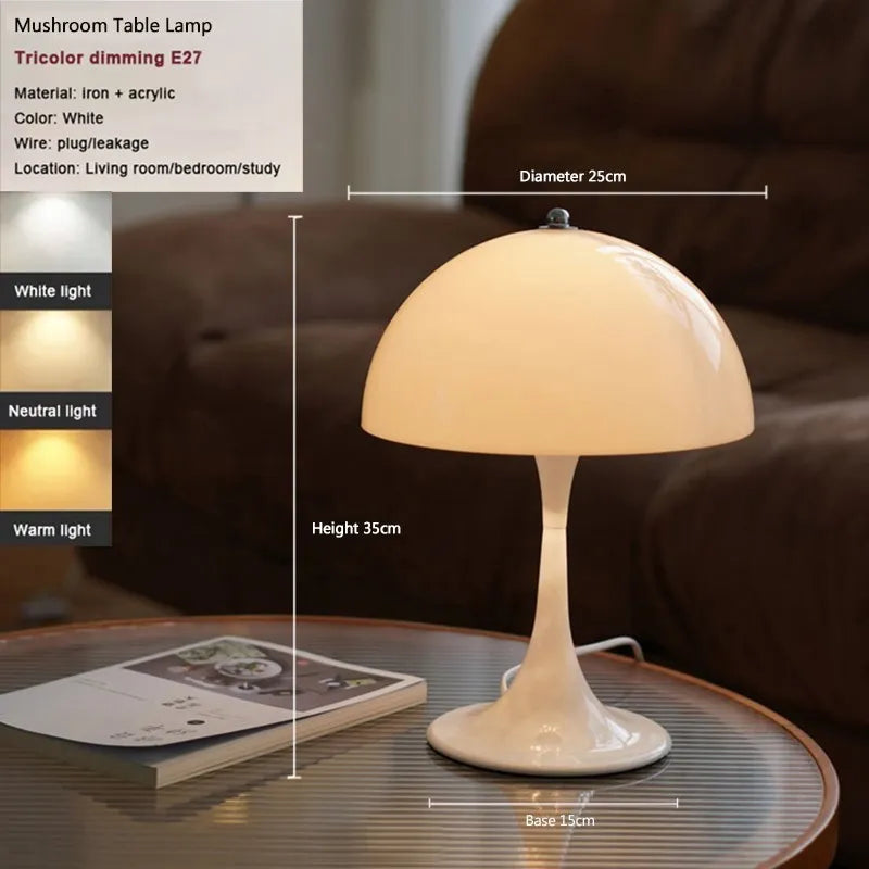 Modern Mushroom Floor Lamp LED Decoration Illumination For Bedroom Living Rooms White Minimalist Decor Study Reading Stand Light