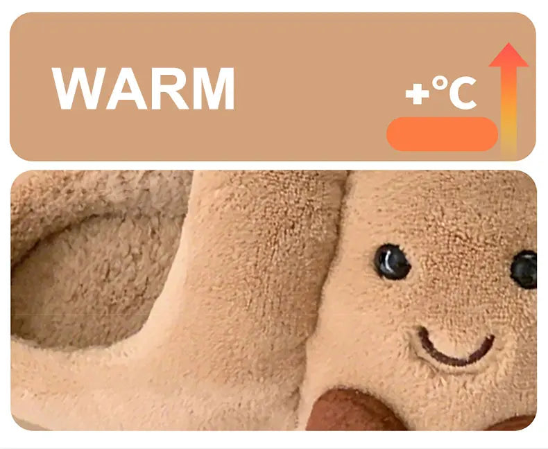 Fun Croissant Bread Cotton Slippers for Men and Women, Winter Couple Home Use, Thick-Soled Non-Slip Home Slippers for Women