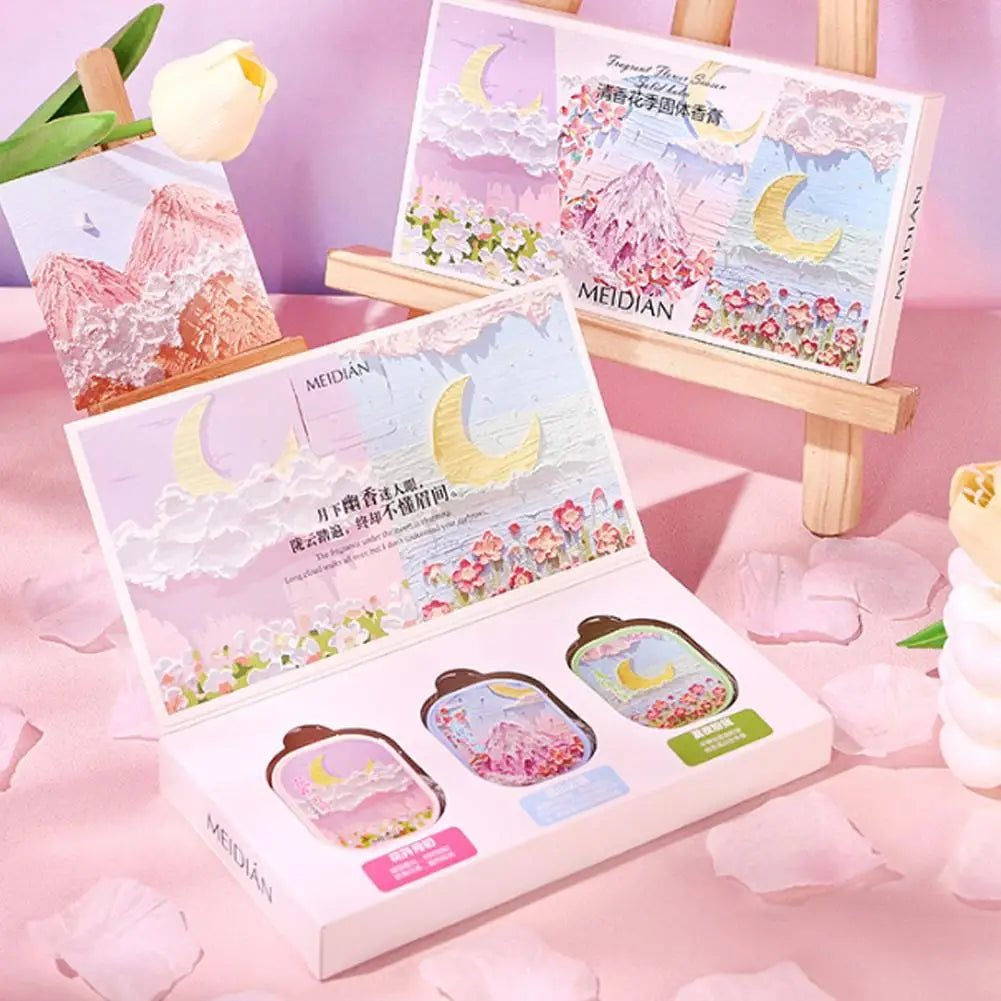 3Pcs Female Solid Perfume Portable Long Lasting Fragrance Fresh Natural Balm Deodorant Antiperspirant Perfume For Women