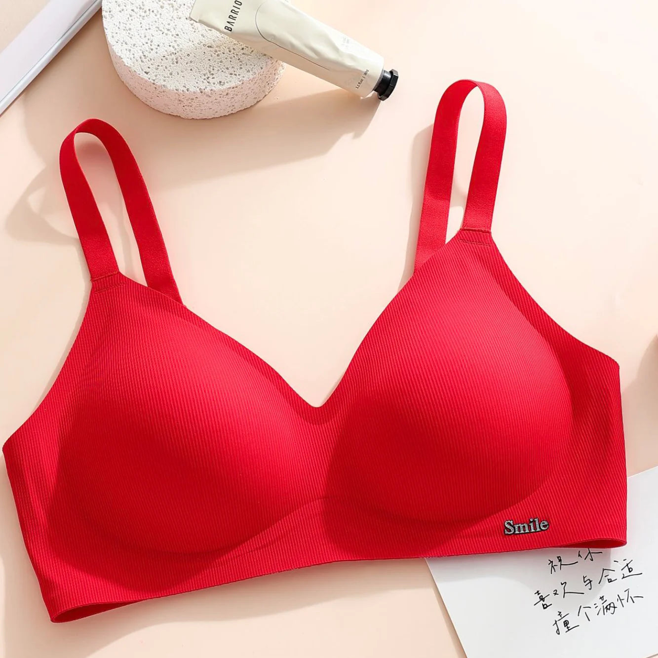 CAITING Beautiful Back Latex Cup Bra Soft Support Strips Skin-friendly Underwear For Women With Small Breasts