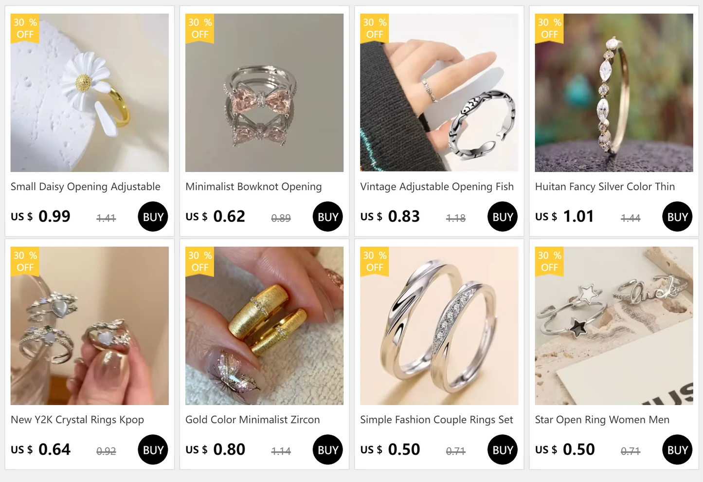 Elegant Bowknot Y2K Rings For Women Fashion Zircon Flower Rings Adjustable Exquisite Rings Design Wedding Party Jewelry Gifts