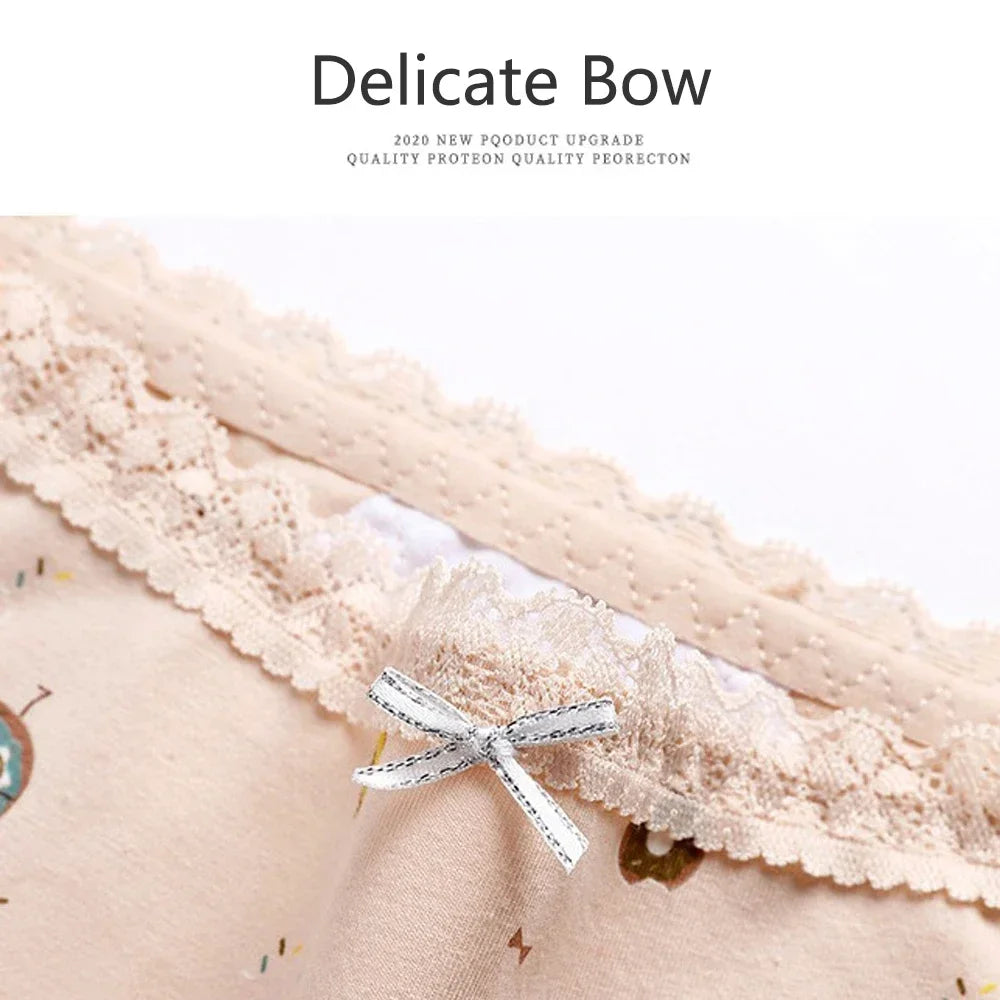 3pcs Menstrual Panties Girls Mid Waist Cartoon Bear Cotton Period Briefs Soft Leak proof Absorbent Incontinence Underwear S-XL