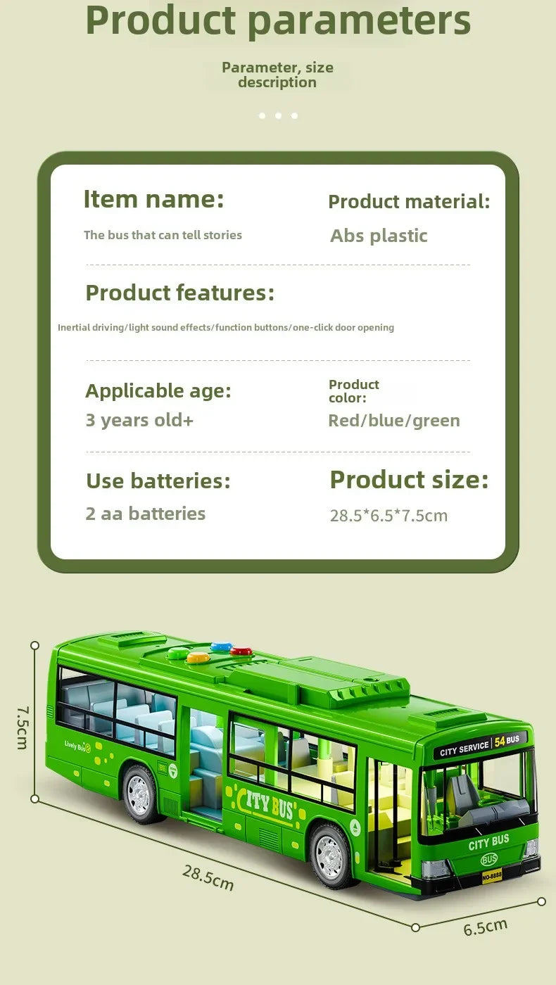 Extra Large City Bus Kids Toy with Lights Sounds Inertia One - Button Door Open Educational School Bus Model Toys Gift for Boys