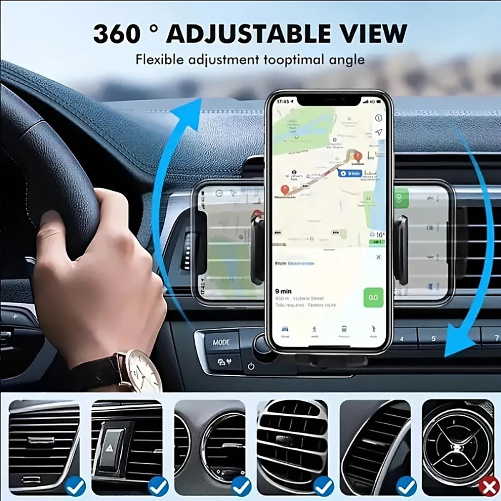 Gravity Car Phone Holder Air Vent Clip Mount Mobile Cell Stand Smartphone GPS Navigation Bracket For 4.7-6.7 Inch Mobile Devices