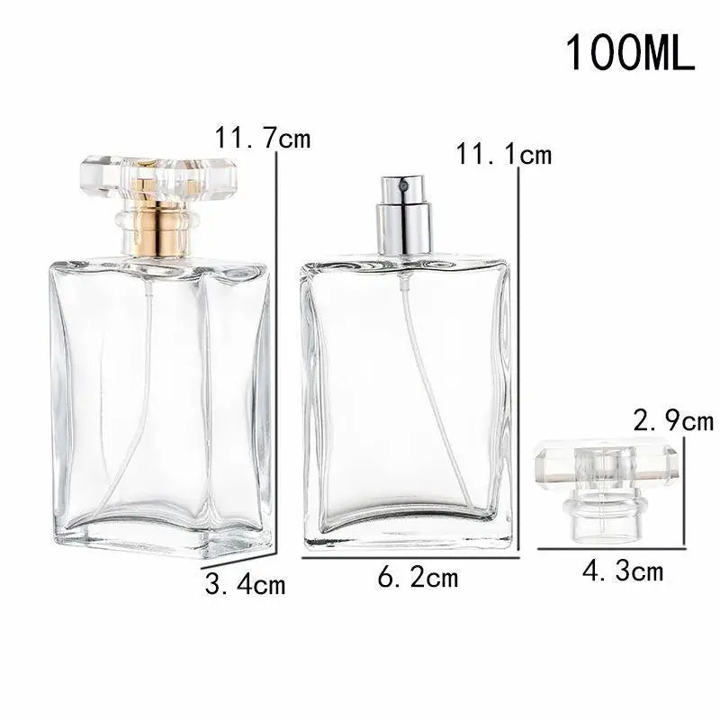 30ml 50ml 100ml Travel Pocket Glass Spray Bottles Transparent Black Perfume Containers Empty Mist Spray Bottle