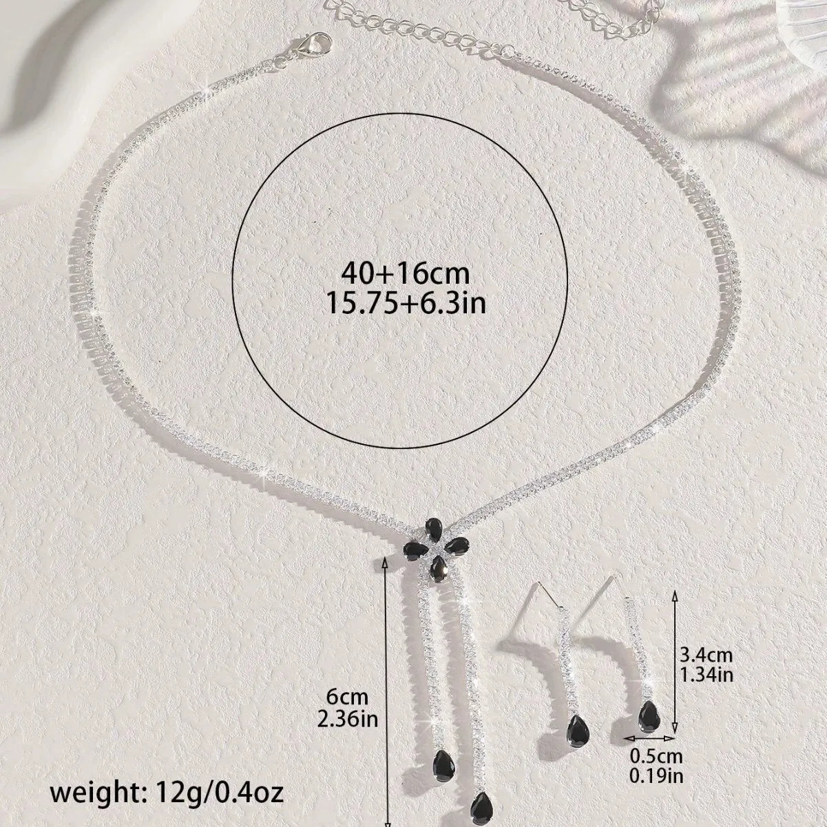 Ladies' Fashionable Silver-Plated And Diamond-Encrusted Metal Necklace, Earrings Set, Bride'S Wedding Attire And Accessories