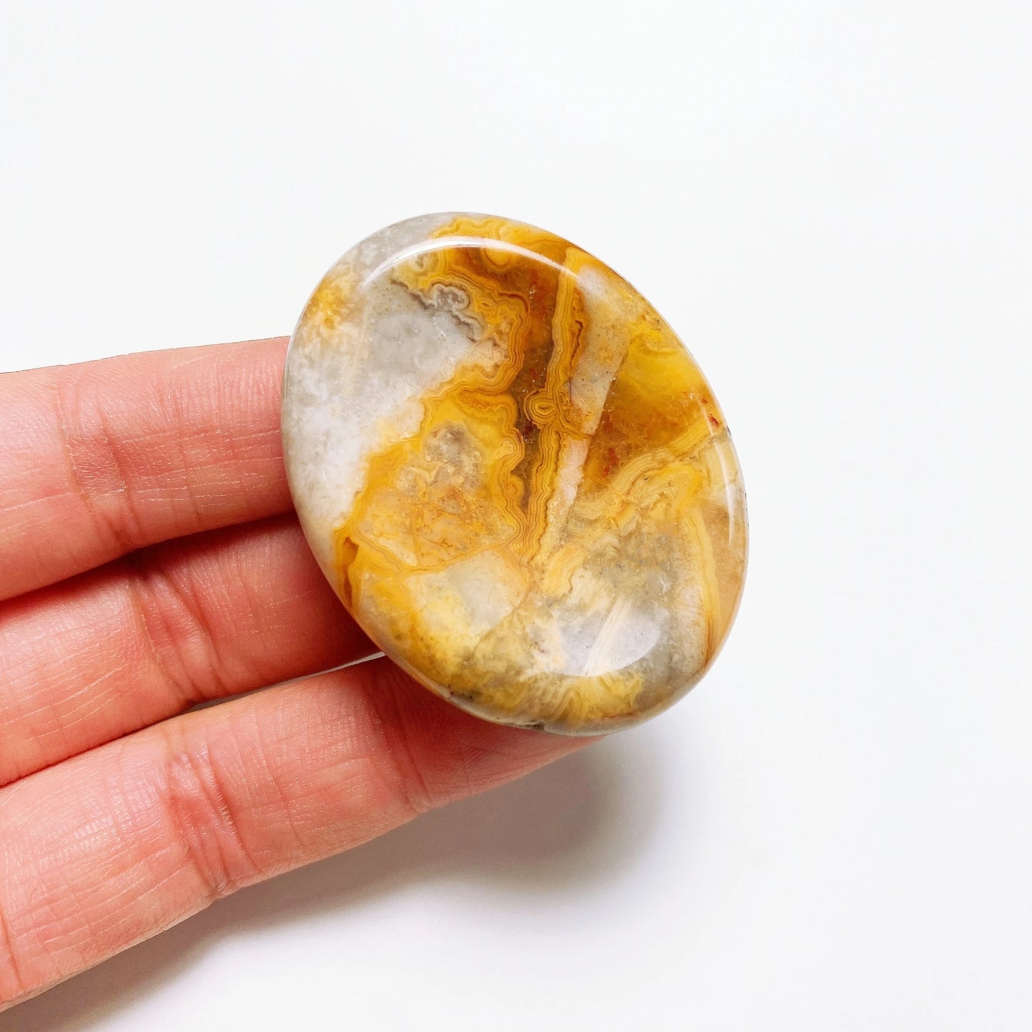 Natural Stone Thumb Worry Stone Crystal Quartz Oval Pocket Massage Palm Reiki Healing Therapy Meditation Spiritual Flake Gift