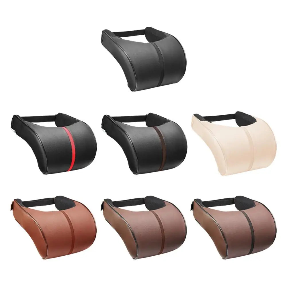 1Pcs Car Neck Pillow PU Leather Car Headrest Pillow Memory Foam Neck Pain Relief Car Seat Pillow Neck Support Auto Accessories